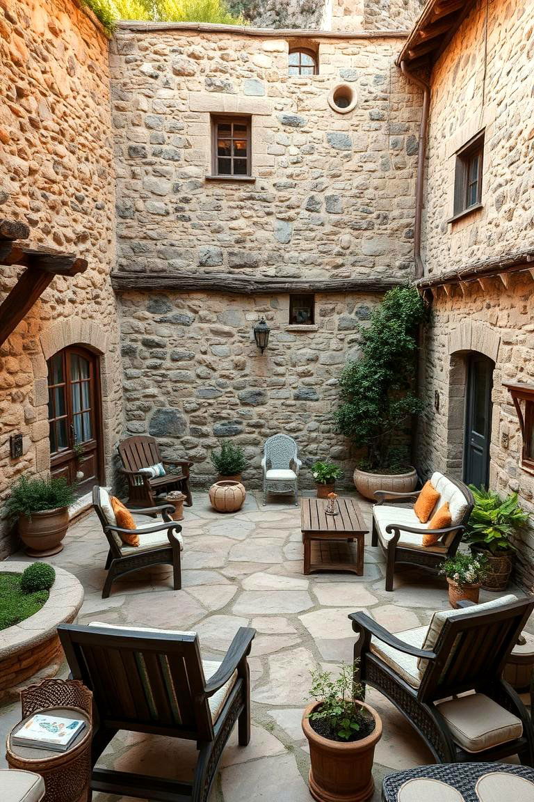 Rustic Stone Sunken Patio - 24 Sunken Patio Ideas