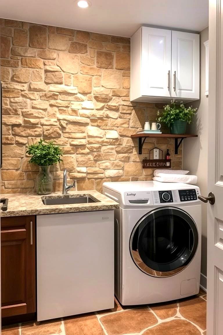 Rustic Stone Texture - 24 Laundry Room Backsplash Ideas