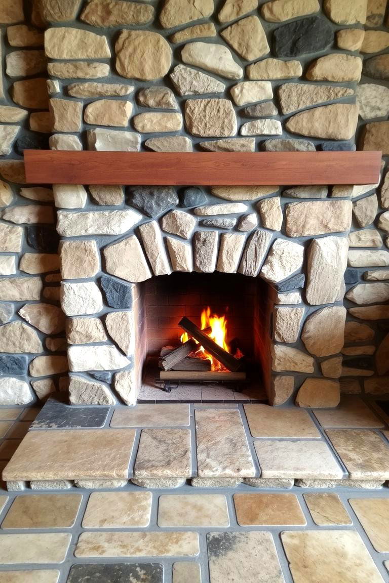 Rustic Stone Tiles - 24 Fireplace Tile Ideas