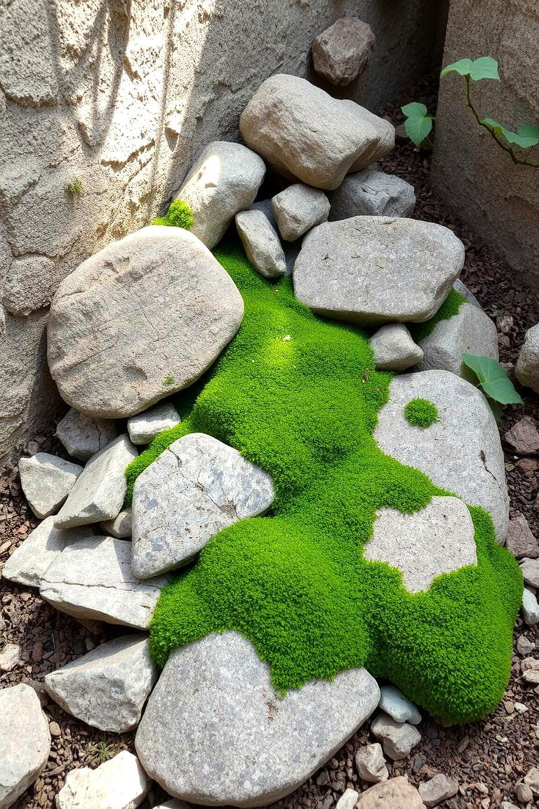Rustic Stone and Moss Ensemble - 24 Garden Centerpiece Ideas