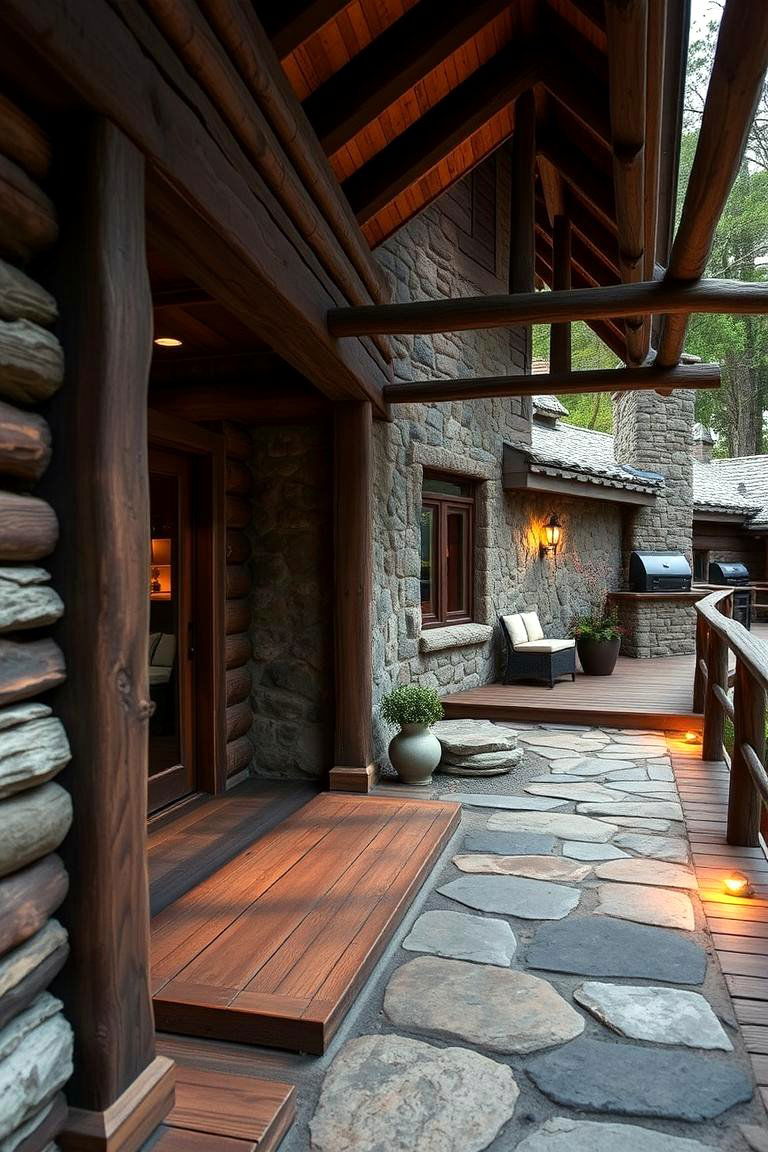 Rustic Stone and Timber Retreat - 24 Ground Level Deck Ideas