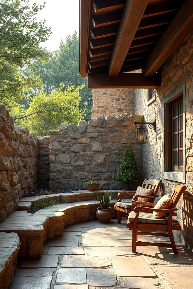 Rustic Stone and Wood Blend - 24 Patio Enclosure Ideas
