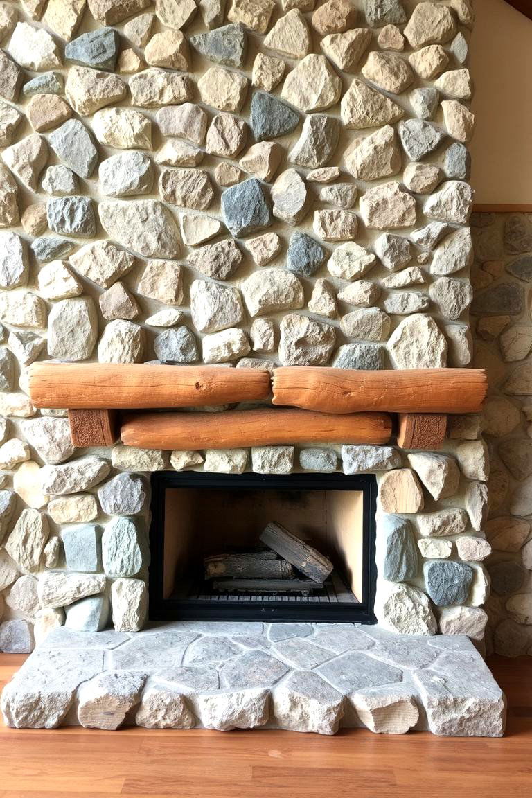 Rustic Stone and Wood Blend - 24 Fireplace Wall Ideas