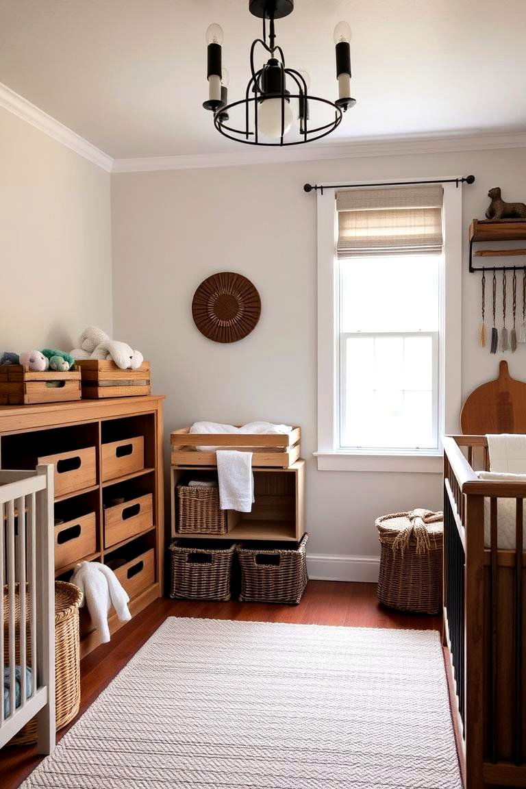 Rustic Storage Solutions - 24 Farmhouse Nursery Ideas