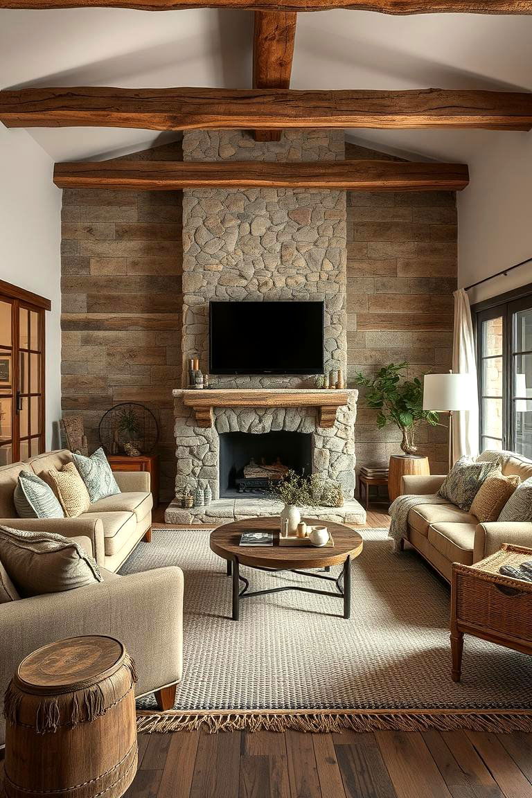 Rustic Taupe Haven with Natural Elements - 24 Taupe Living Room Ideas