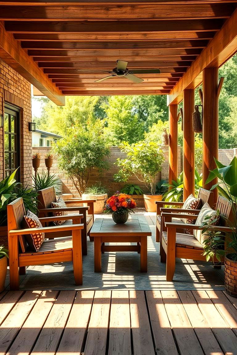 Rustic Teak Furniture Setting - 24 Tropical Patio Ideas