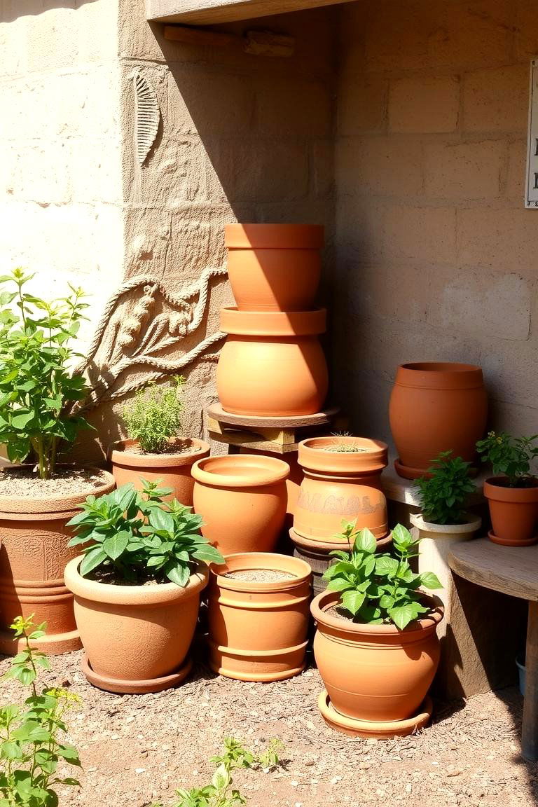 Rustic Terracotta Charm - 24 Corner Garden Ideas With Pots