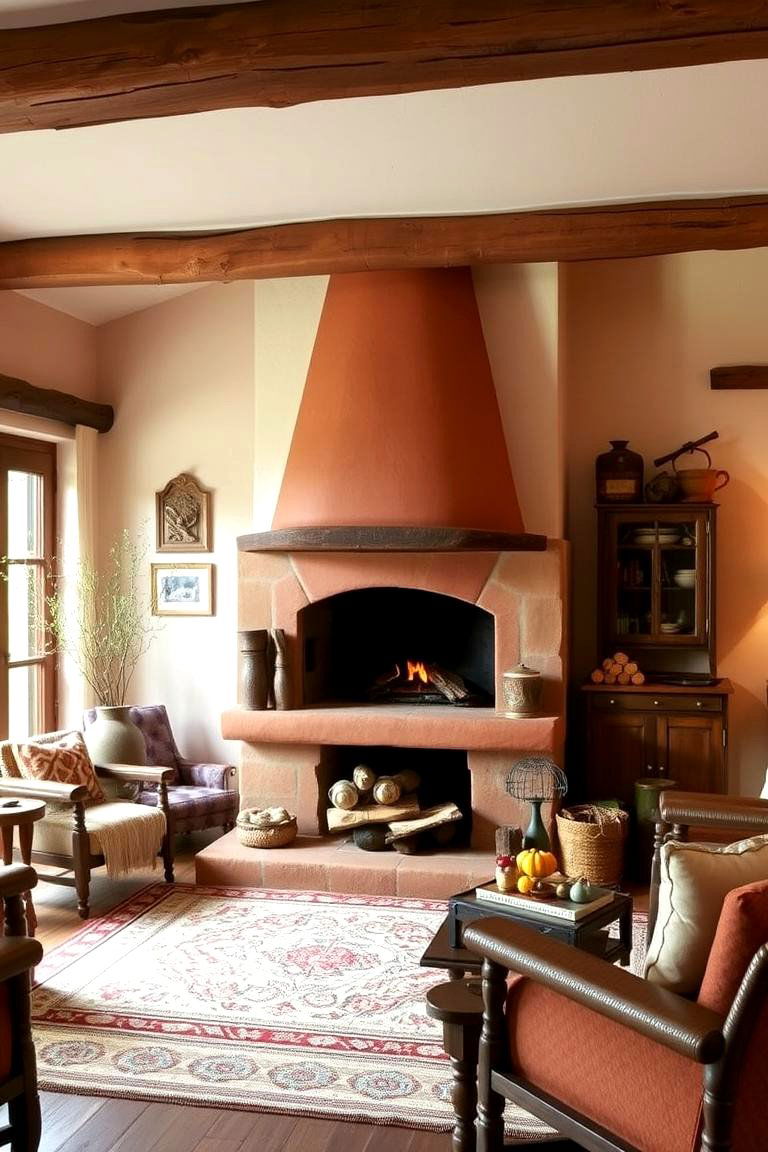 Rustic Terracotta Fireplace - 24 terracotta living room ideas