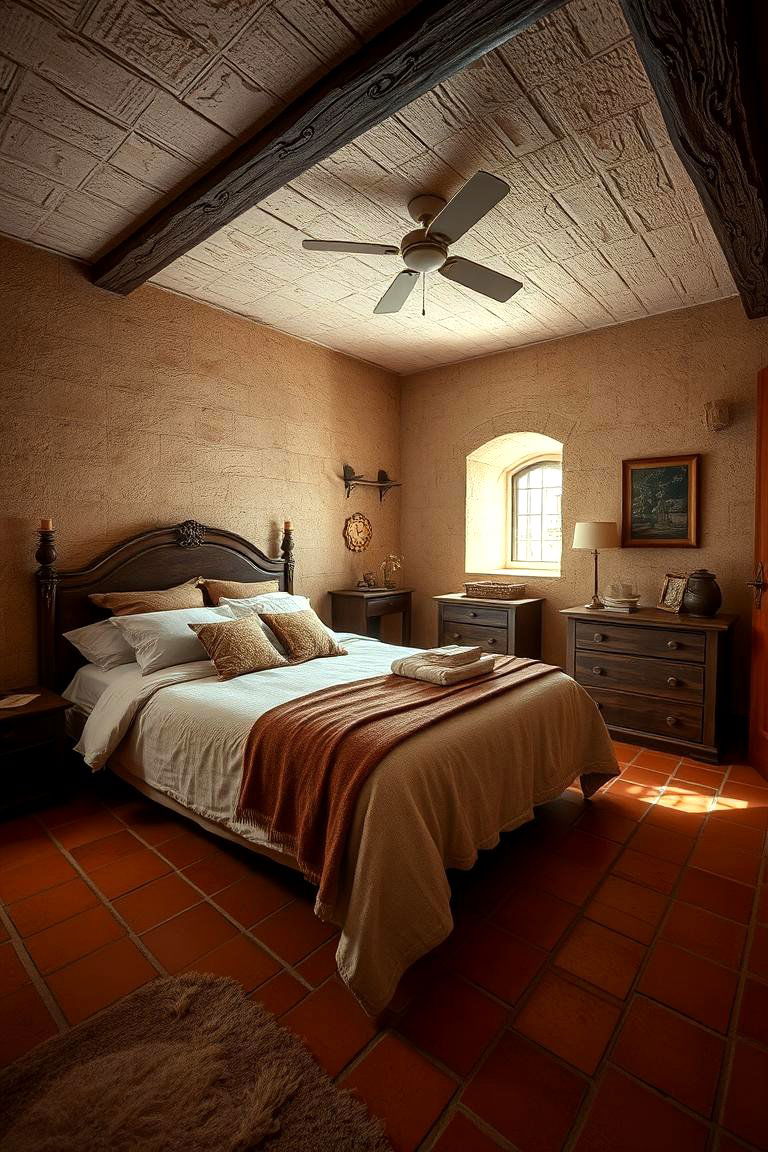 Rustic Terracotta Floor Tiles - 24 Terracotta Bedroom Ideas