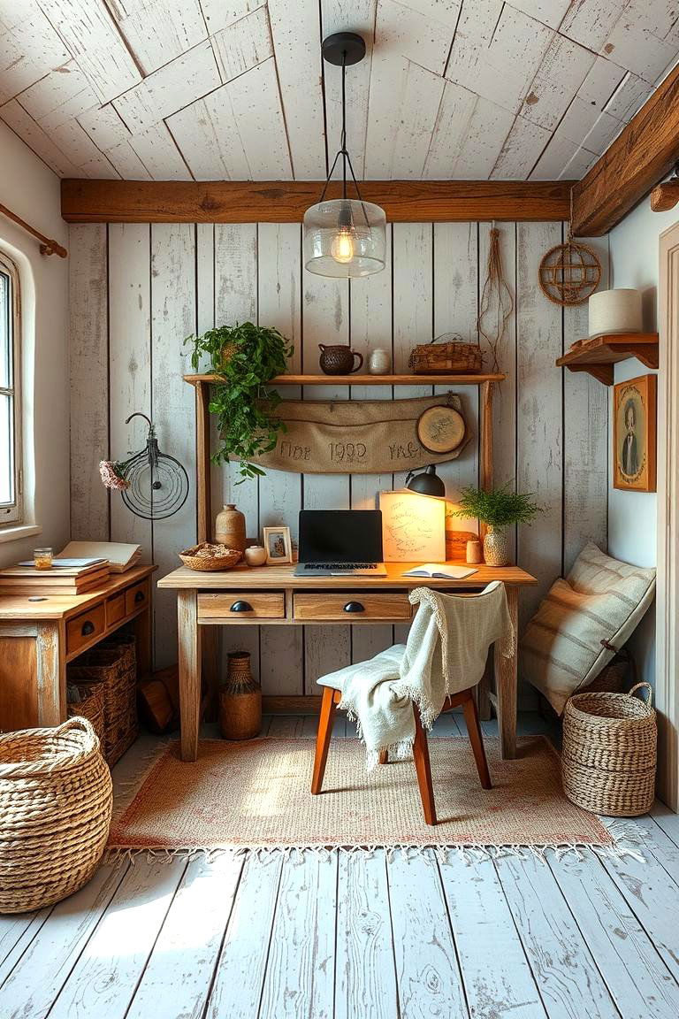 Rustic Textures - 24 Bohemian Home Office Ideas