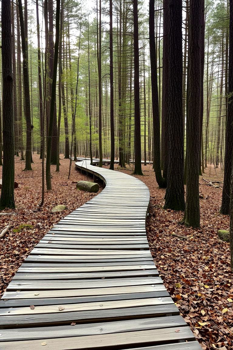 Rustic Timber Boardwalk - 24 Curved Walkway Ideas