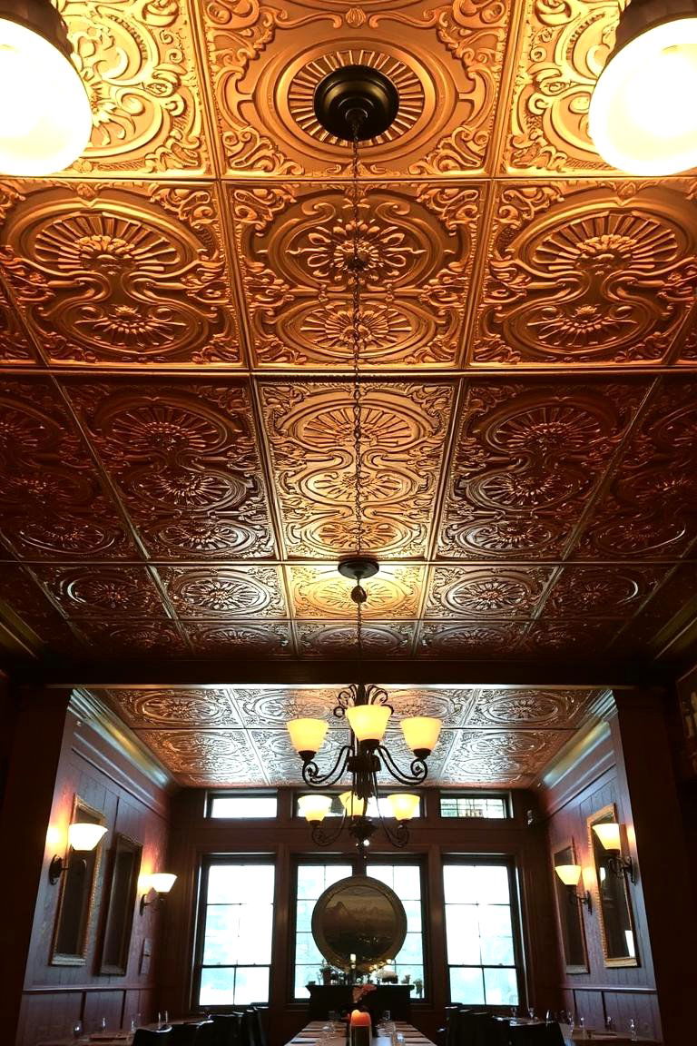 Rustic Tin Ceiling Appeal - 24 Dining Room Ceiling Ideas