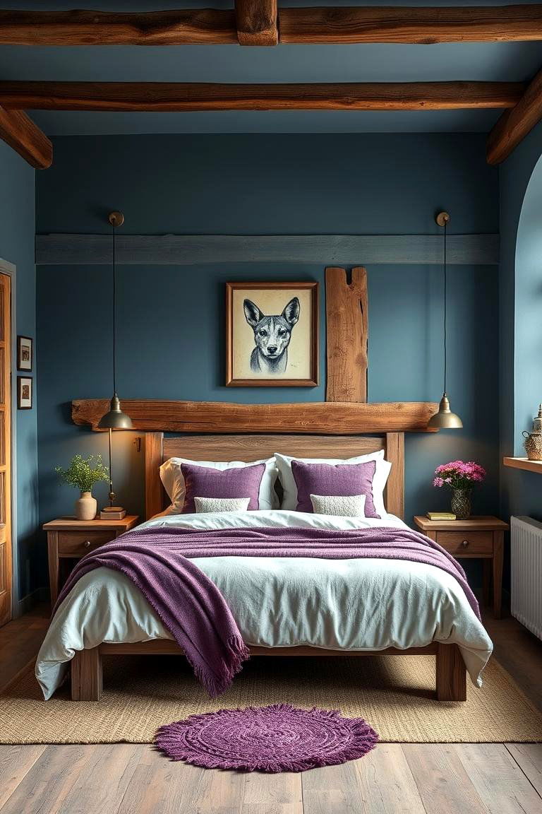 Rustic Vibes - 24 Blue and Purple Bedroom Ideas