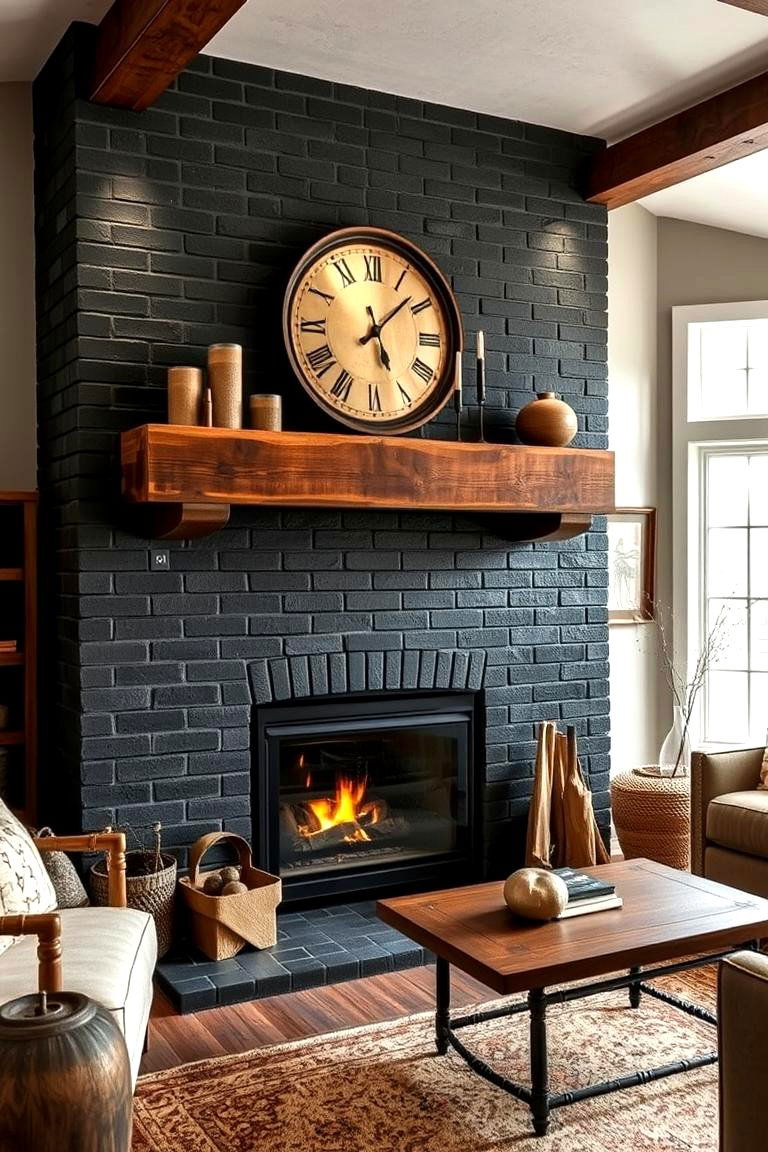 Rustic Warmth and Comfort - 24 Black Brick Fireplace Ideas