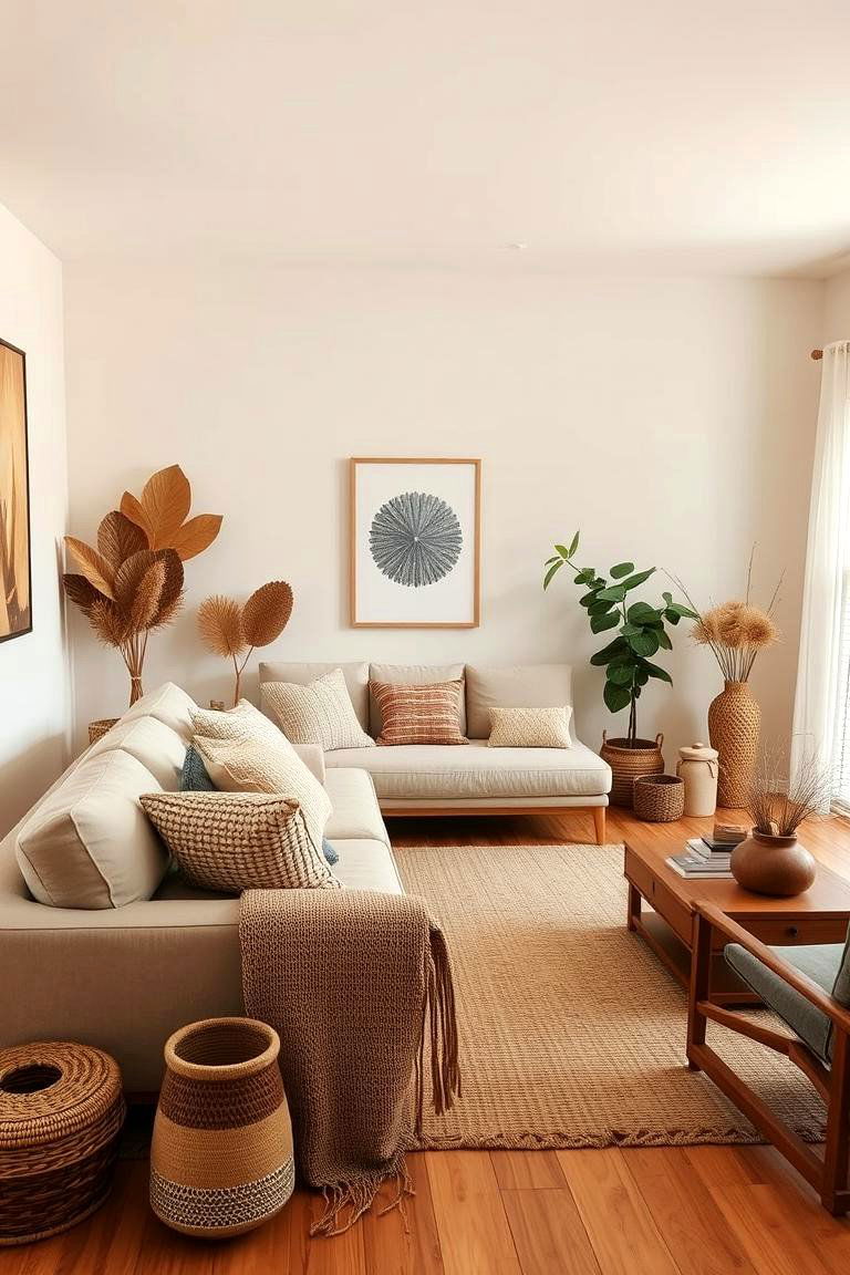Rustic Warmth with Natural Elements - 24 Beige Couch Living Room Ideas