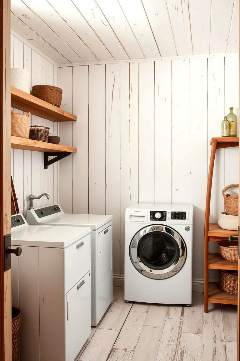 Rustic Warmth with Painted Wood Paneling - 24 Laundry Room Paint Ideas