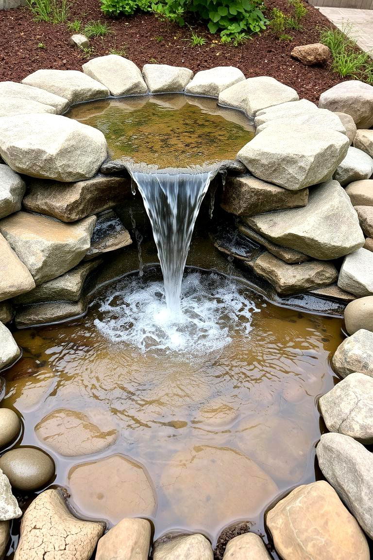 Rustic Water Feature Border - 24 River Rock Edging Ideas
