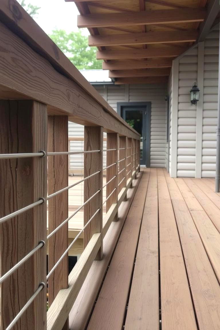 Rustic Weathered Elegance - 24 Horizontal Deck Railing Ideas
