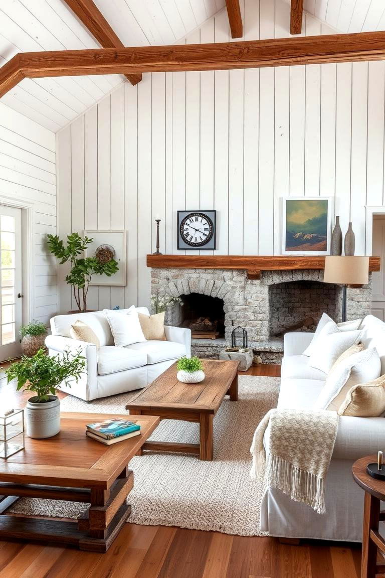 Rustic White Charm - 24 White Living Room Ideas