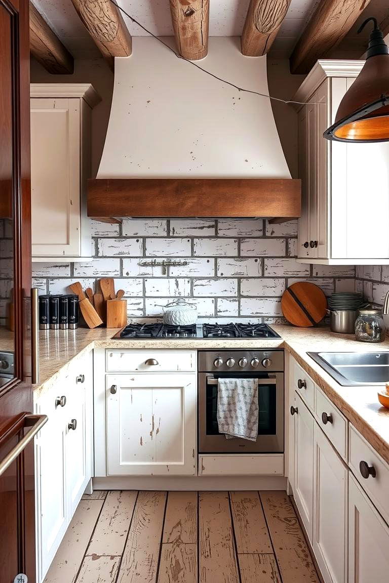 Rustic Whitewashed Look - 24 White Cabinet Kitchen Backsplash Ideas