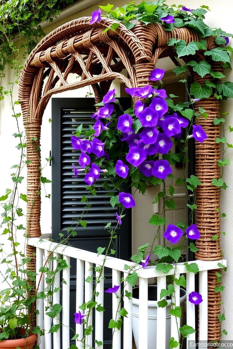 Rustic Wicker Trellis - 24 Balcony Trellis Ideas