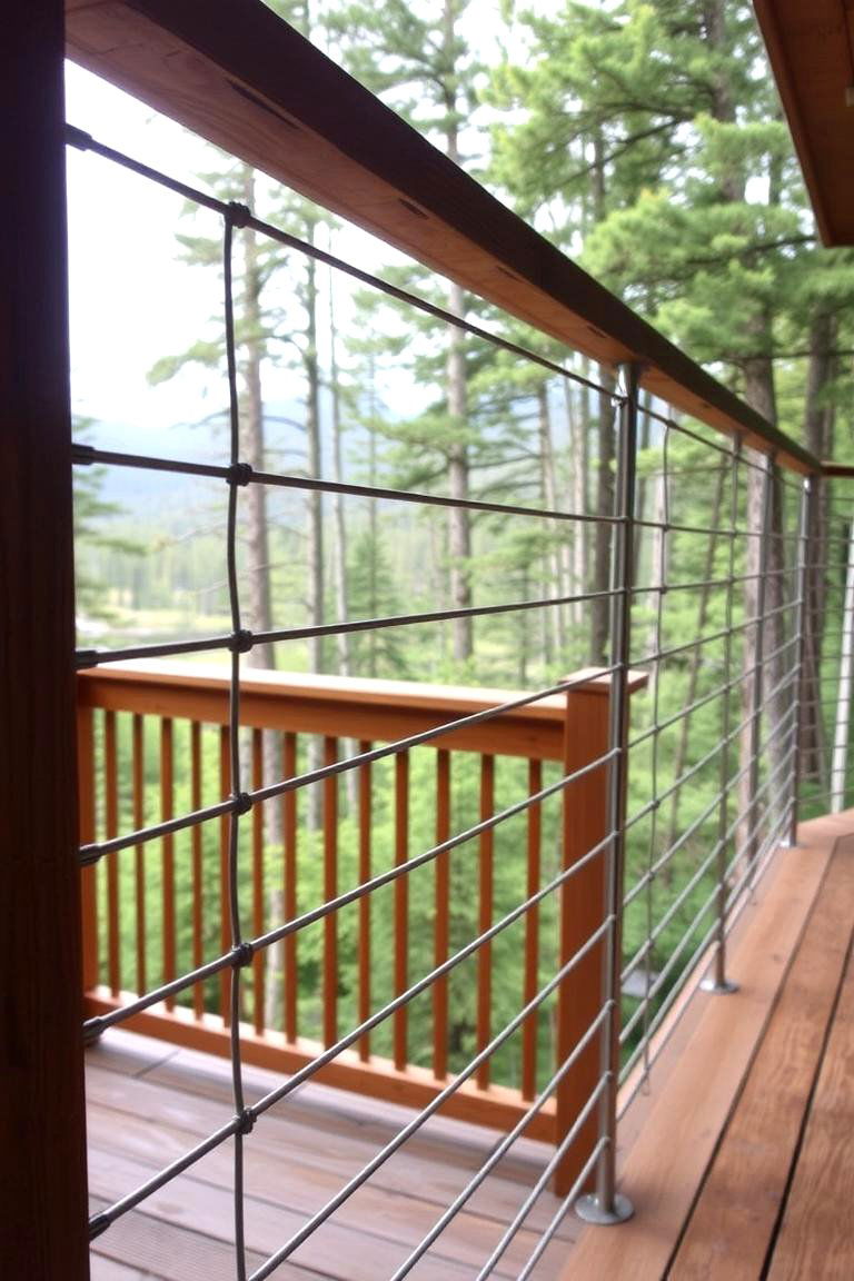 Rustic Wire Railing - 24 Deck Railing Ideas