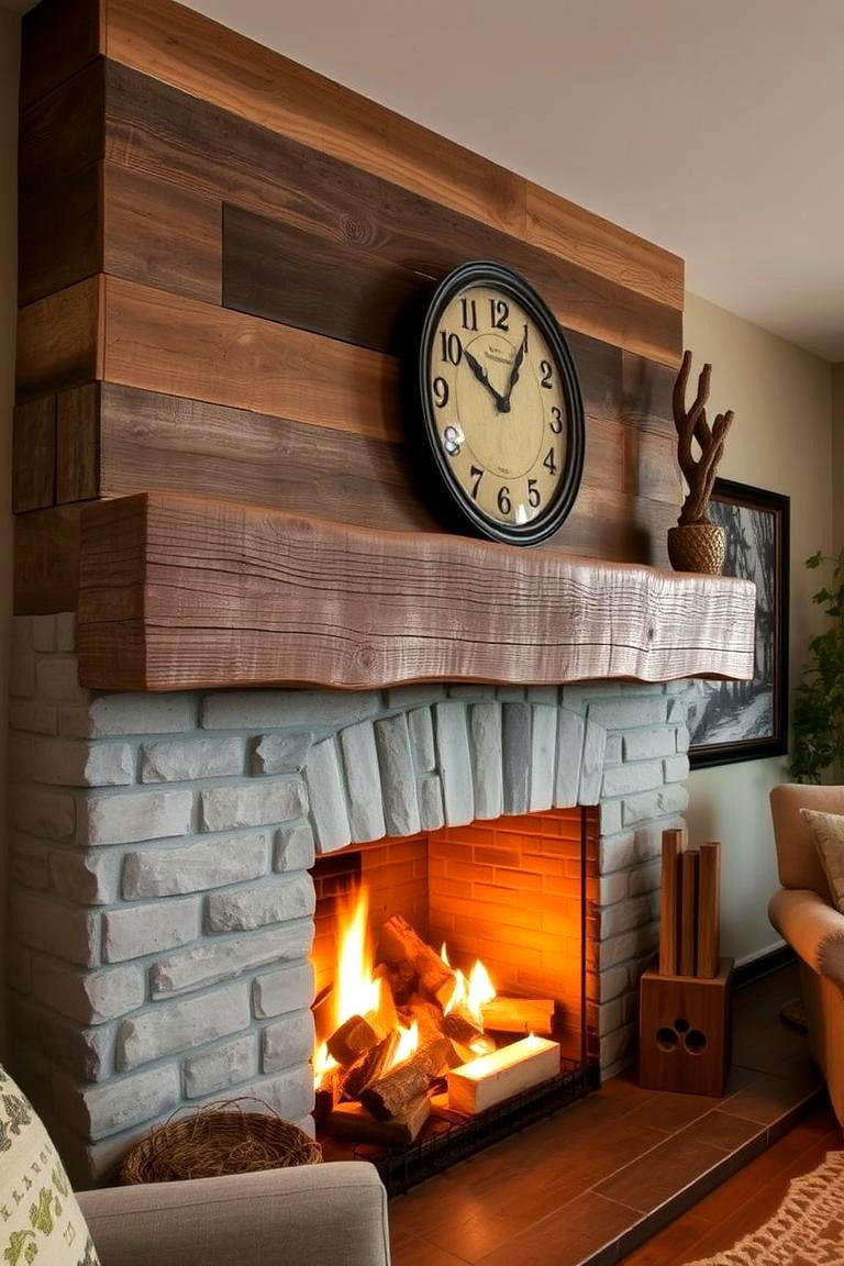 Rustic Wood Accented Hearth - 24 Scandinavian Fireplace Ideas