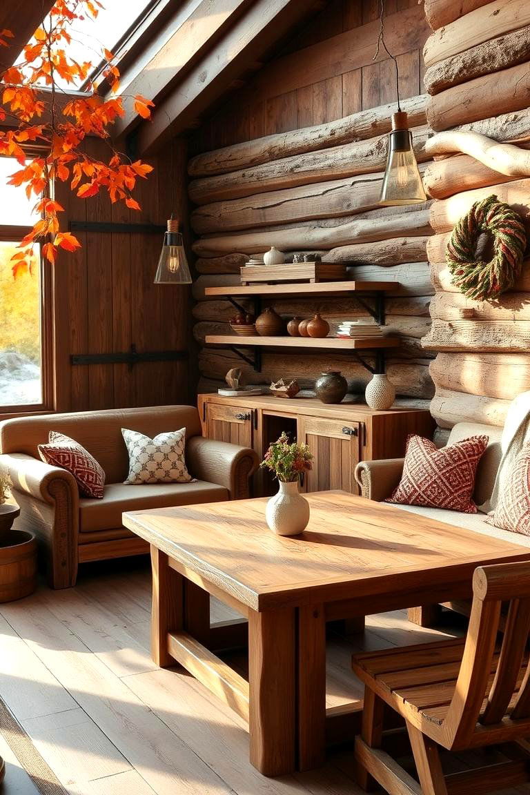 Rustic Wood Accents - 24 Fall Living Room Ideas