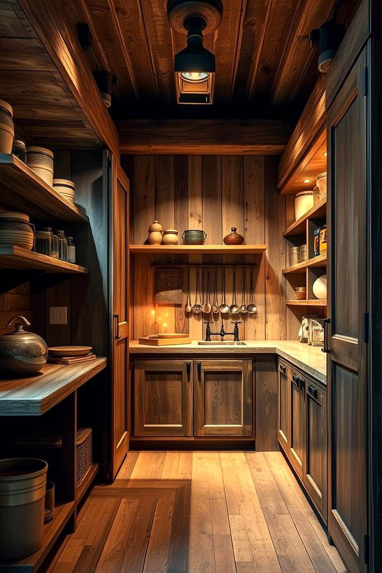 Rustic Wood Accents - 24 Walk in Pantry Ideas