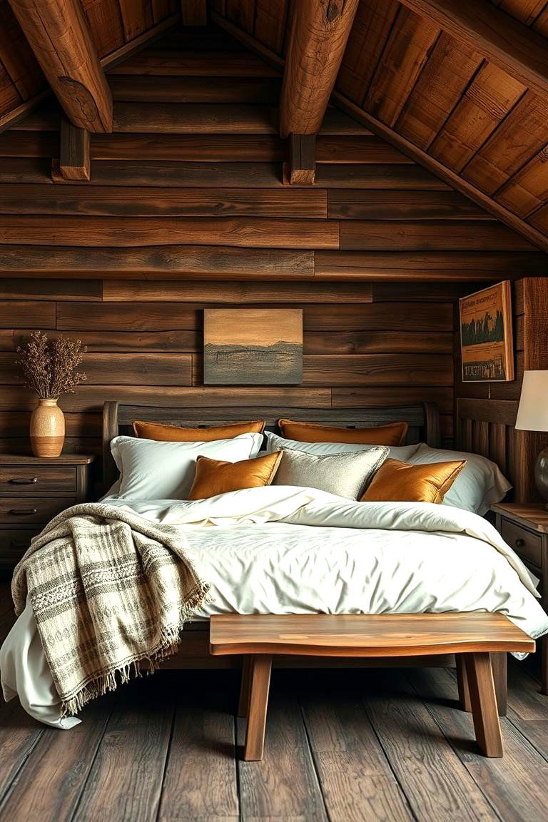 Rustic Wood Accents - 24 Brown Bedroom Ideas