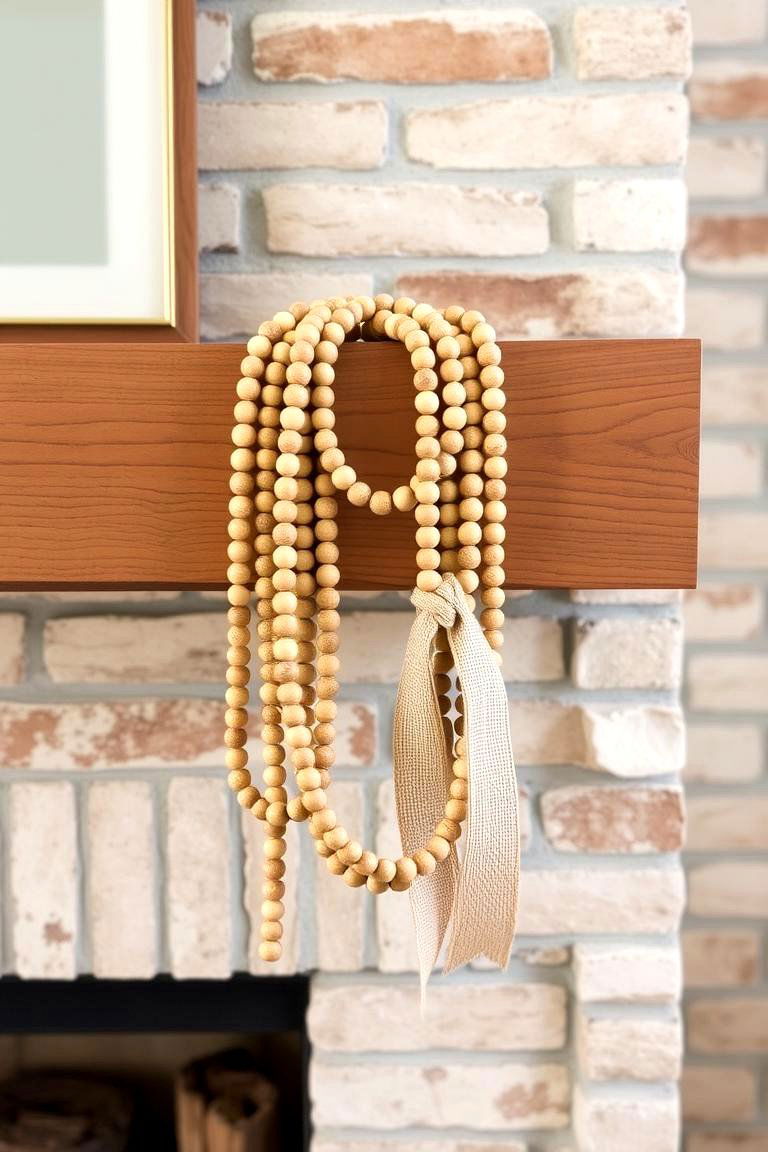 Rustic Wood Bead Garland - 24 Mantel Garland Ideas