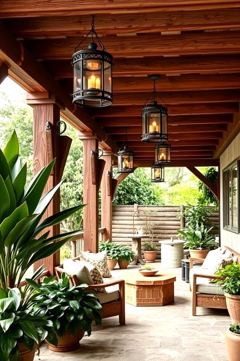Rustic Wood Beam Patio - 24 Covered Patio Ideas
