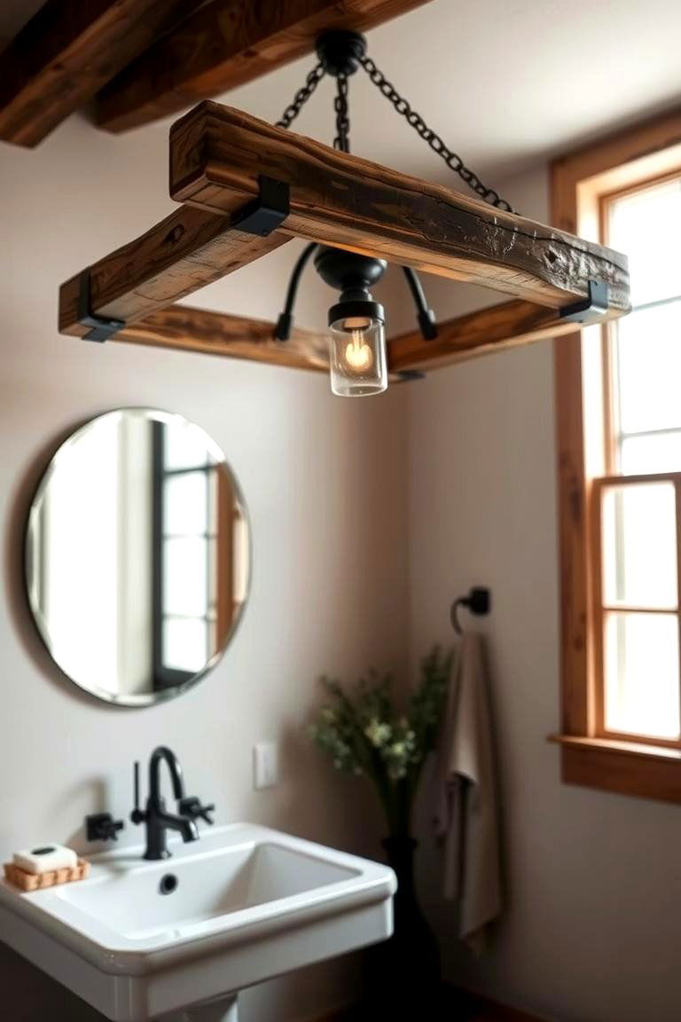 Rustic Wood Chandelier - 24 Bathroom Chandelier Ideas