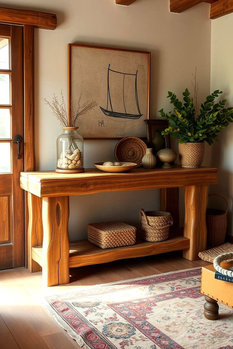 Rustic Wood Console - 24 Tv Console Decor Ideas