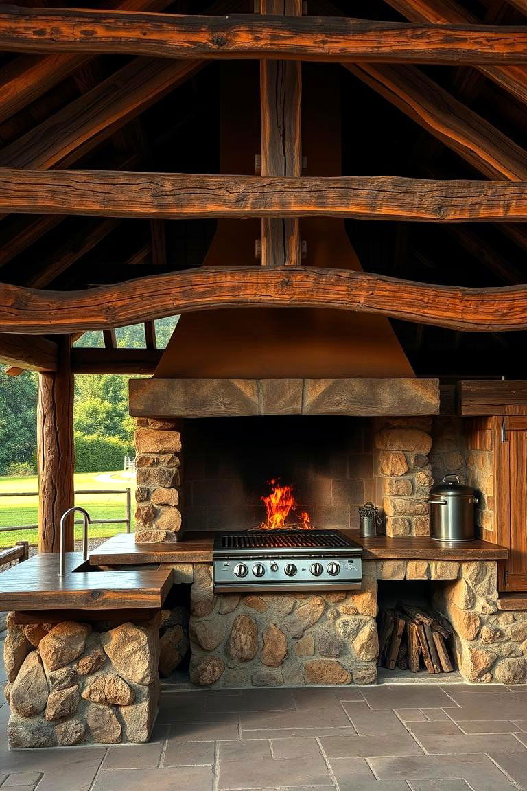 Rustic Wood Fired Grill Station - 24 Grill Station Ideas