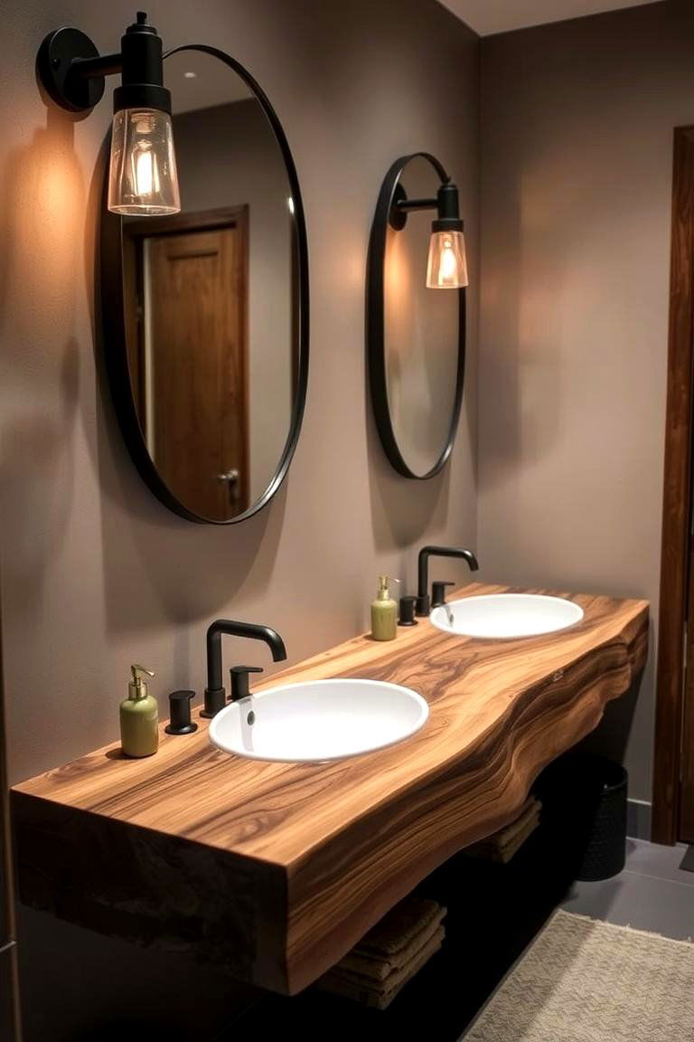 Rustic Wood Floating Vanity - 24 Floating Vanity Bathroom Ideas