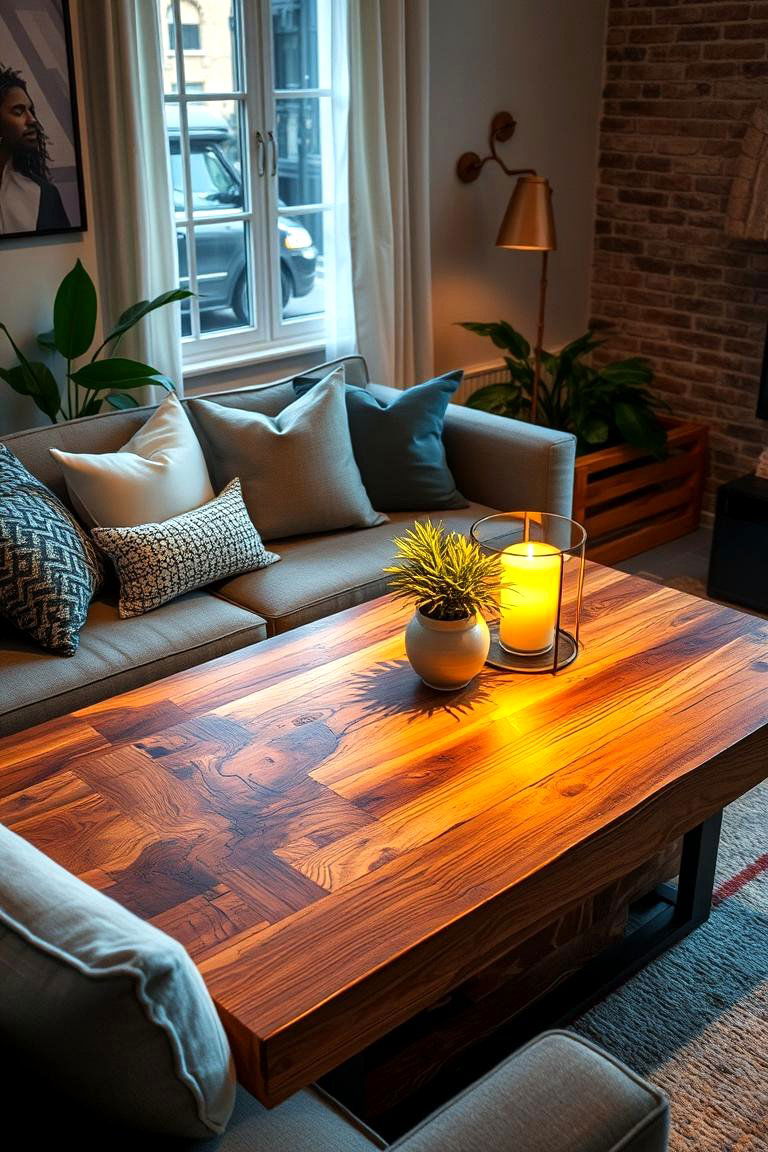 Rustic Wood Fusion - 24 Sofa Table Decor Ideas