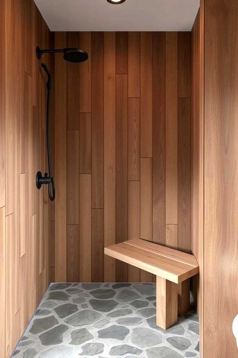 Rustic Wood Look Tiles - 24 Shower Wall Ideas