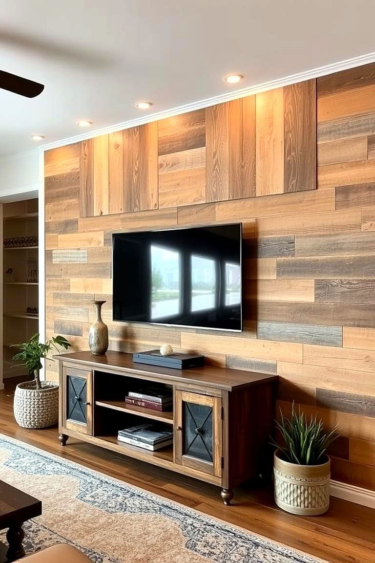 Rustic Wood Media Wall - 24 Media Wall Ideas