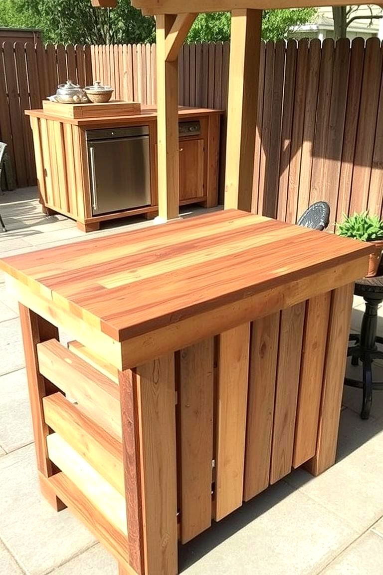 Rustic Wood Pallet Island - 24 Outdoor Kitchen Island Ideas