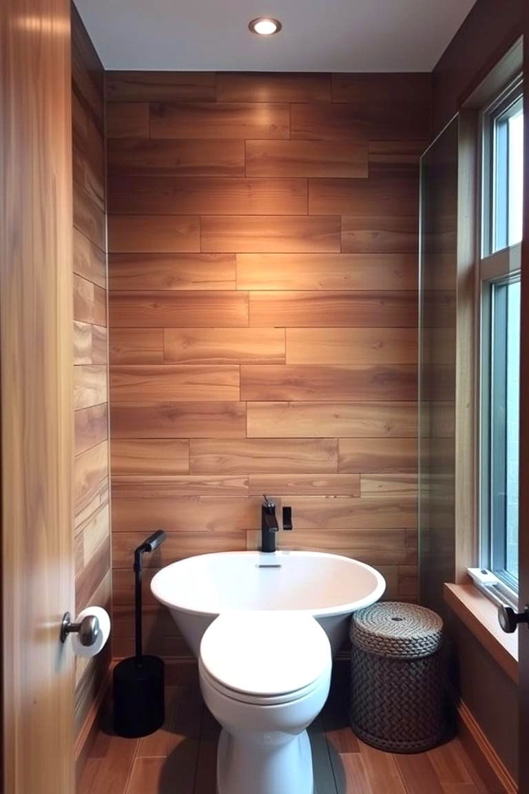 Rustic Wood Paneling for a Warm Touch - 24 Bathroom Accent Wall Ideas