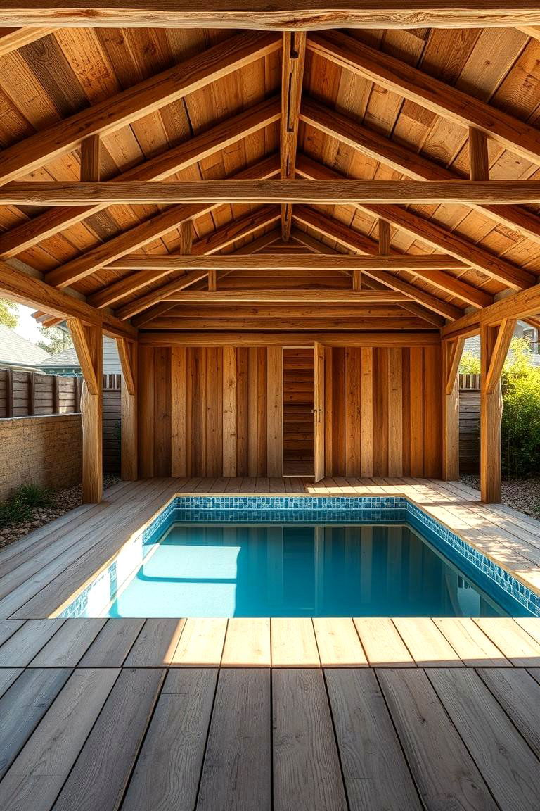 Rustic Wood Pool Shed - 24 Pool Shed Ideas