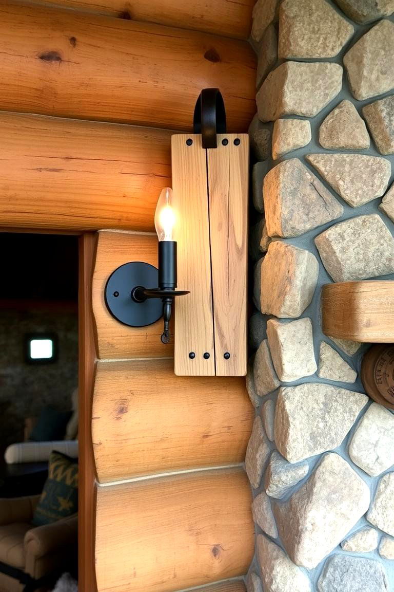 Rustic Wood Sconce - 24 Fireplace Sconces Ideas