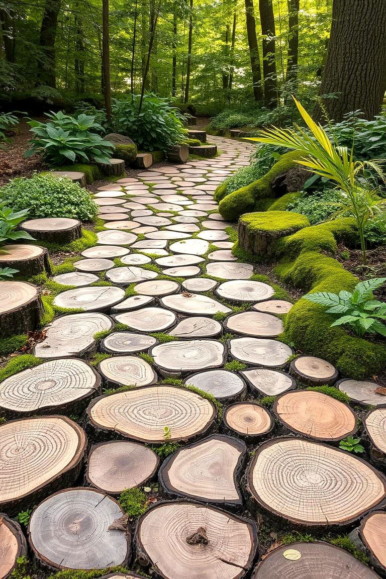 Rustic Wood Slice Pavers - 24 Patio Flooring Ideas