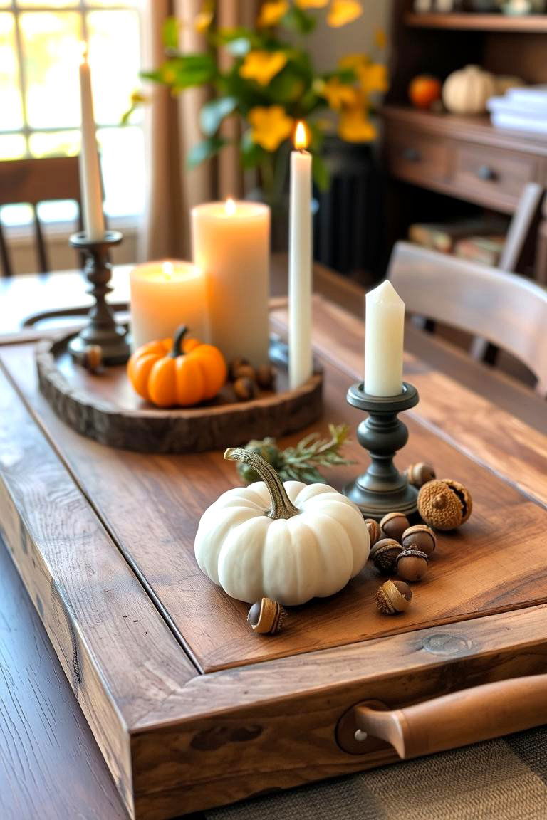 Rustic Wood Tray Decor - 24 Fall Table Decor Ideas