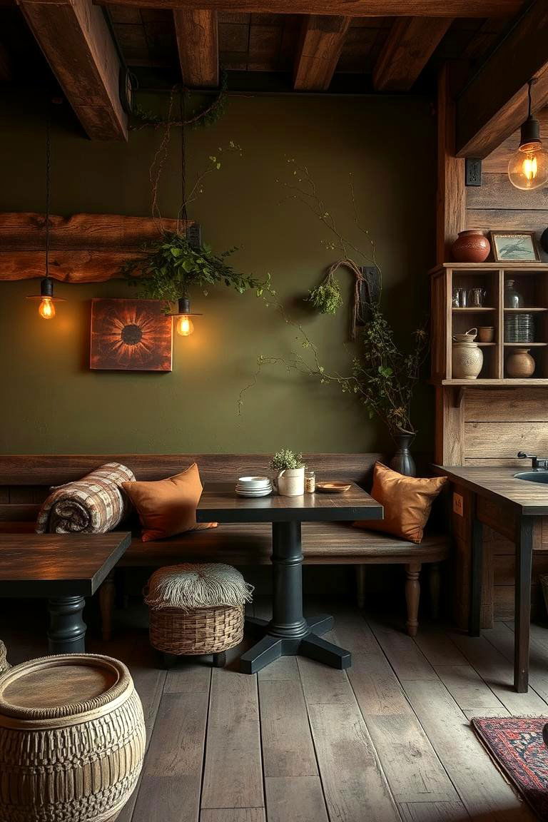Rustic Wood and Olive - 24 Olive Green Accent Wall Ideas