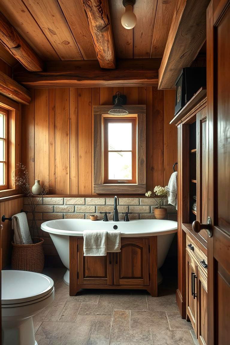Rustic Wooden Accents - 24 Cozy Bathroom Ideas