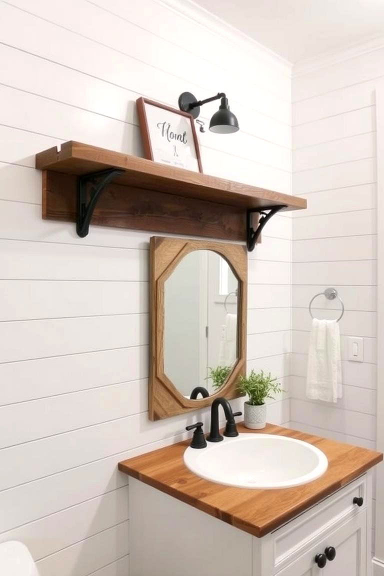 Rustic Wooden Accents - 24 Modern Farmhouse Bathroom Ideas