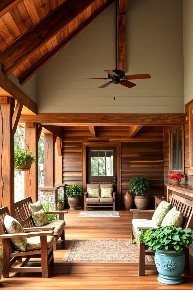Rustic Wooden Accents Porch - 24 Small Screened-in Porch Ideas