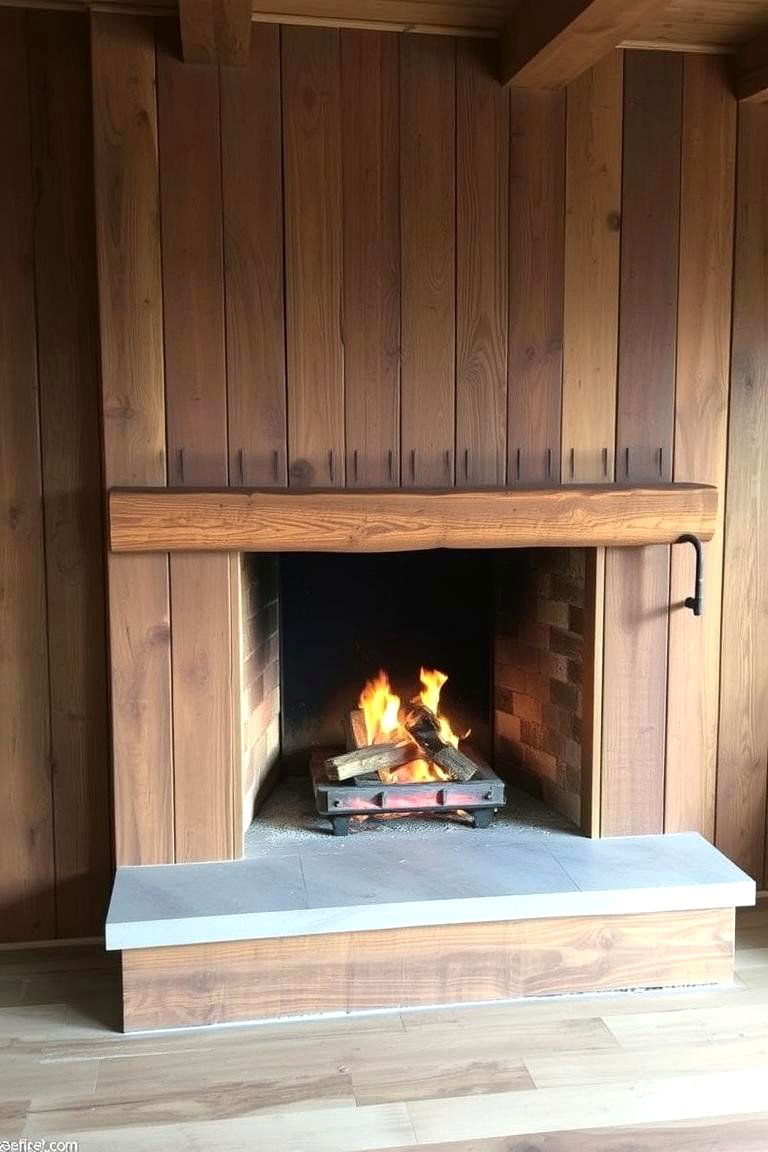 Rustic Wooden Backsplash - 24 Fireplace Backsplash Ideas